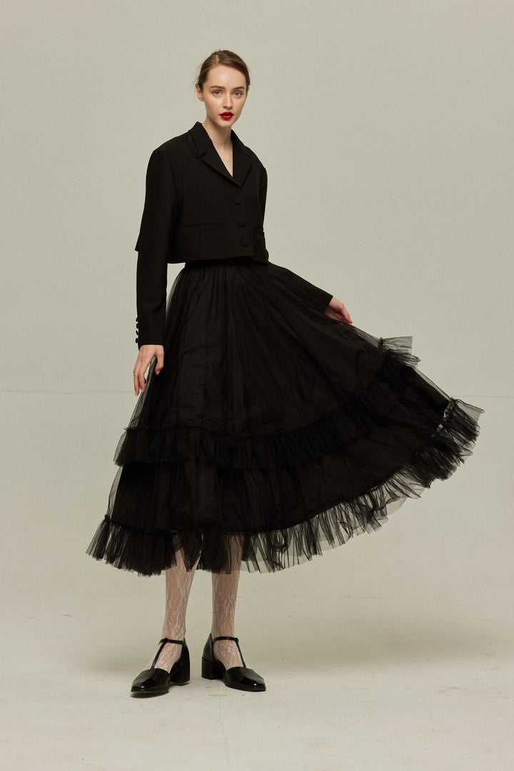 枕の下に隠したラッキーチャーム》クロップドジャケット-Black – Tnewties