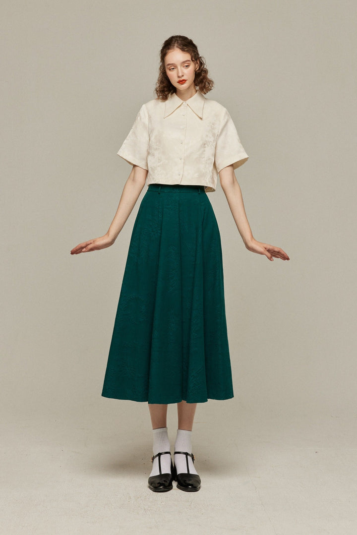《まずは目隠しをしよう》シノワズリハーフスリーブトップス-White