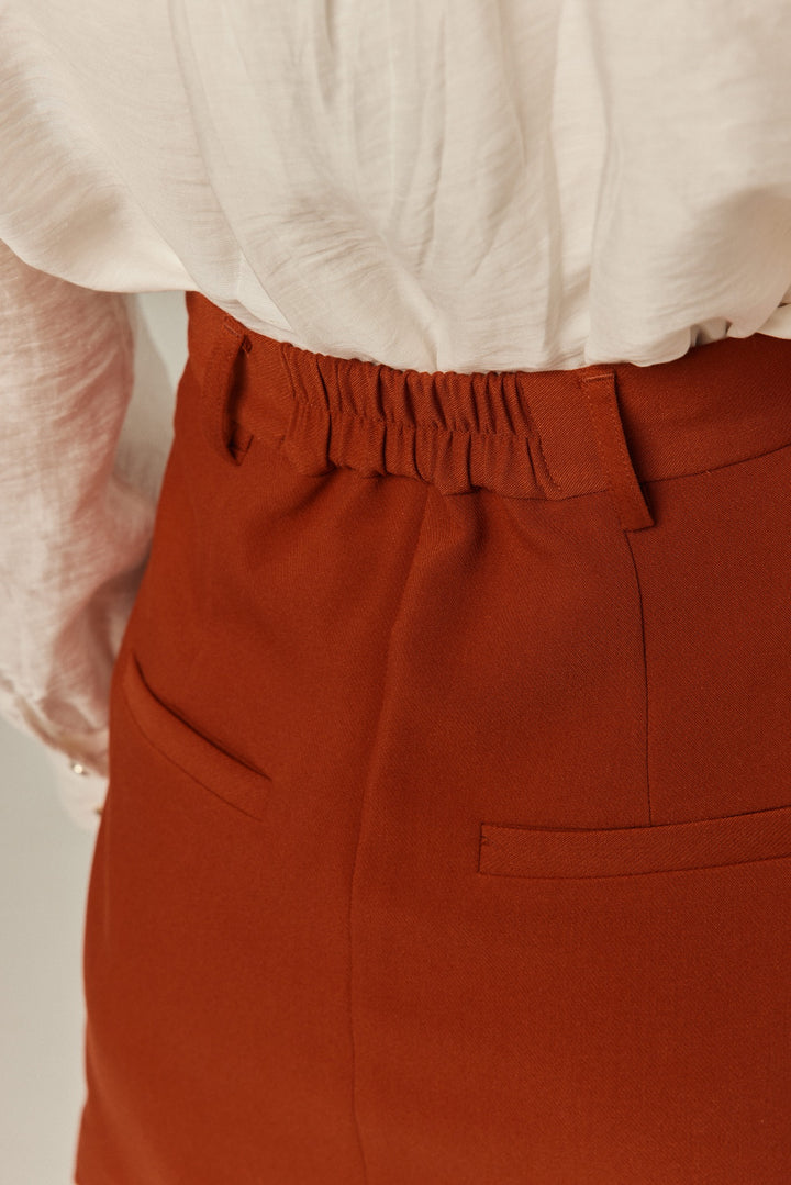 《そばかすができた》スカラップデザインショートスカート-Orange red
