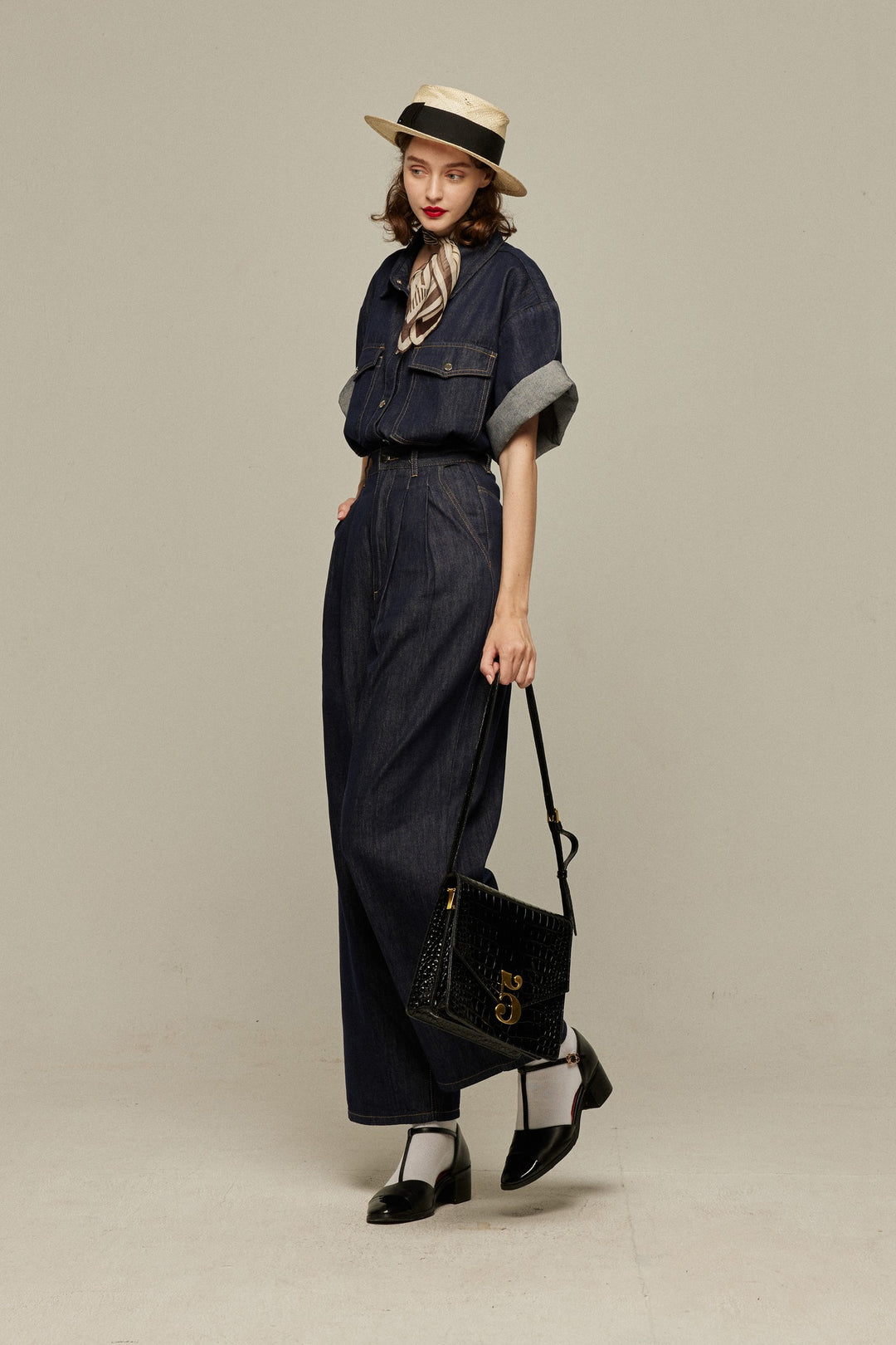 《今日は日曜日だから》オーバーサイズデニムトップス-Navy