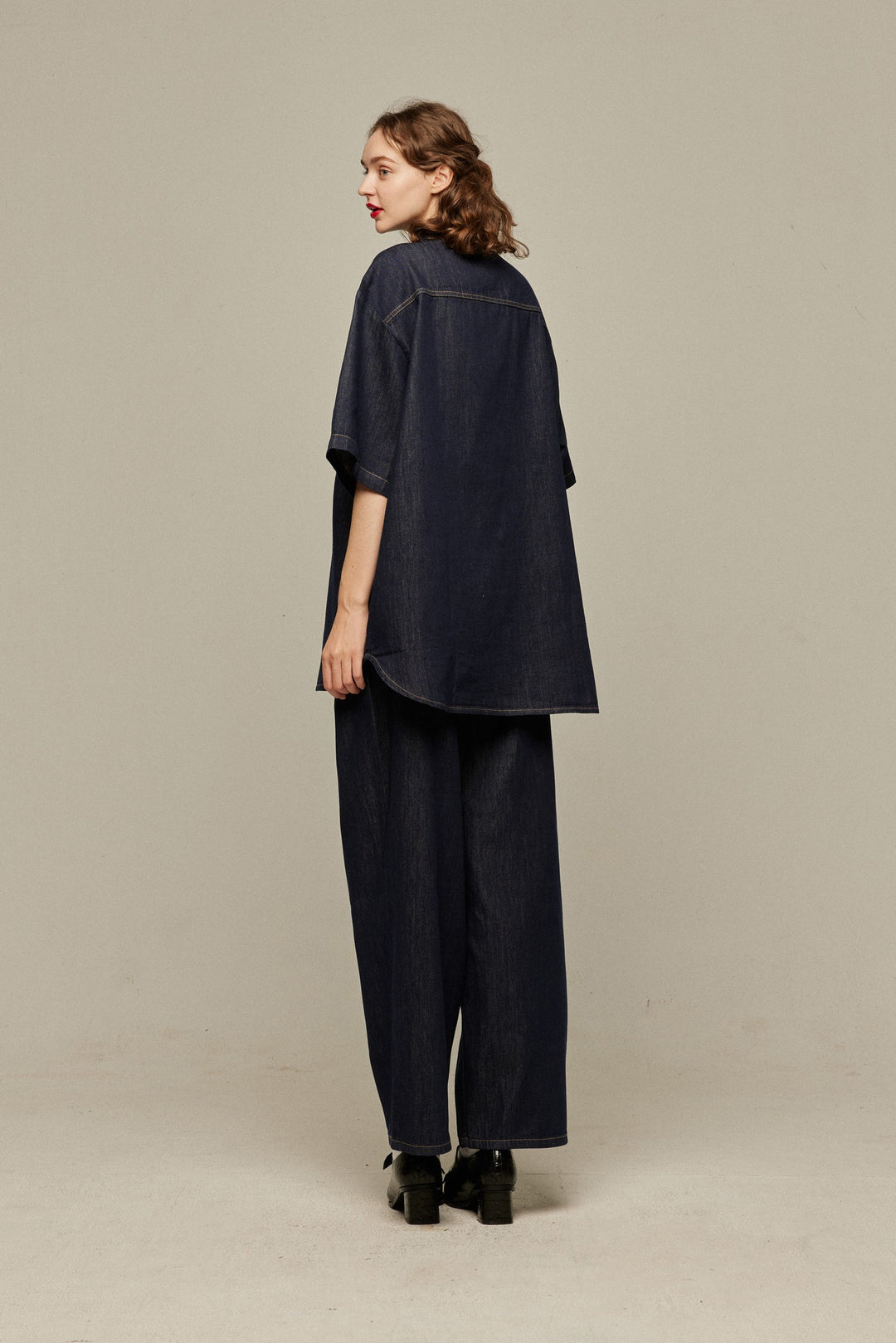 今日は日曜日だから》オーバーサイズデニムトップス-Navy – Tnewties