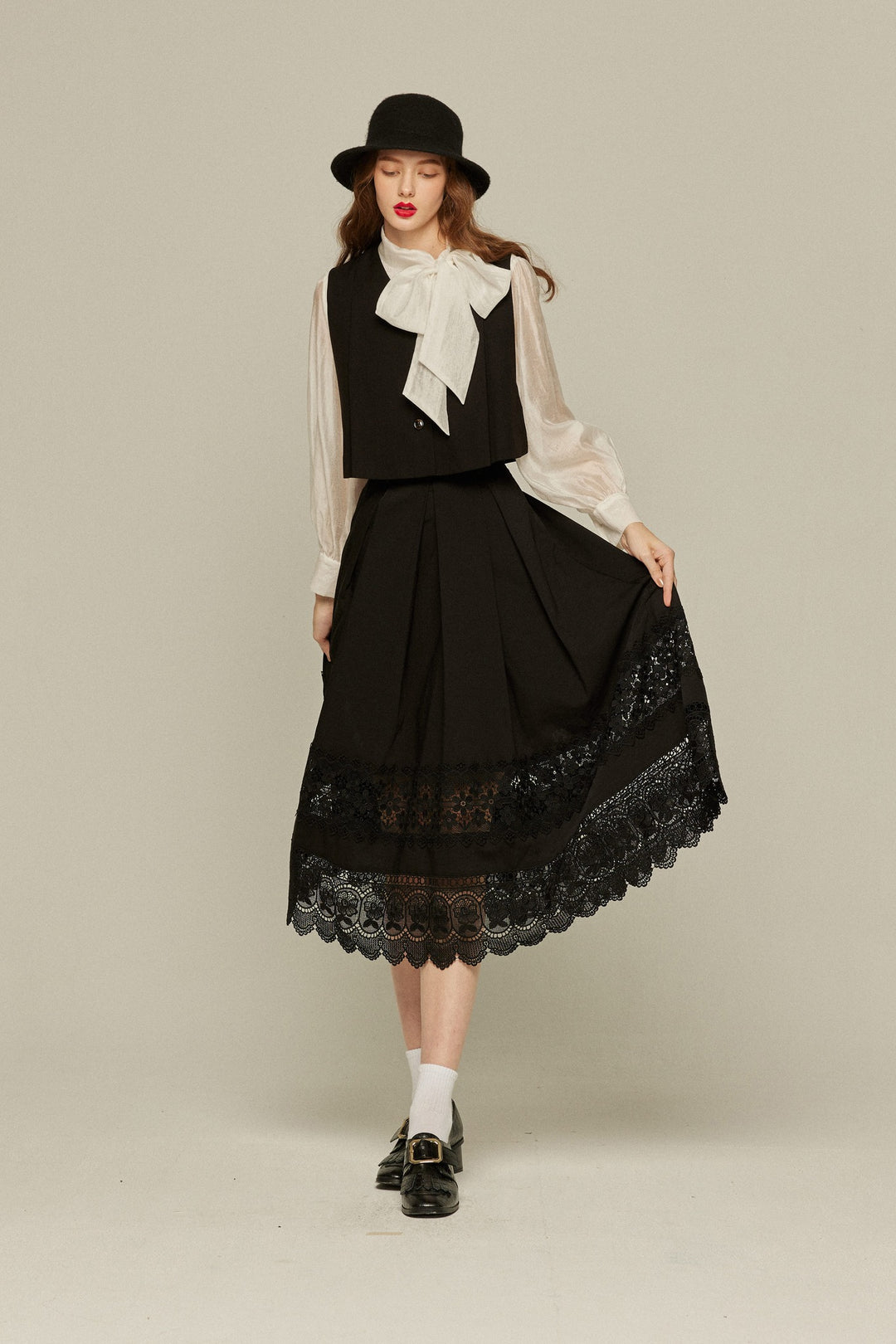 子守唄を歌ってみる？》レーストリムスカート-Black – Tnewties