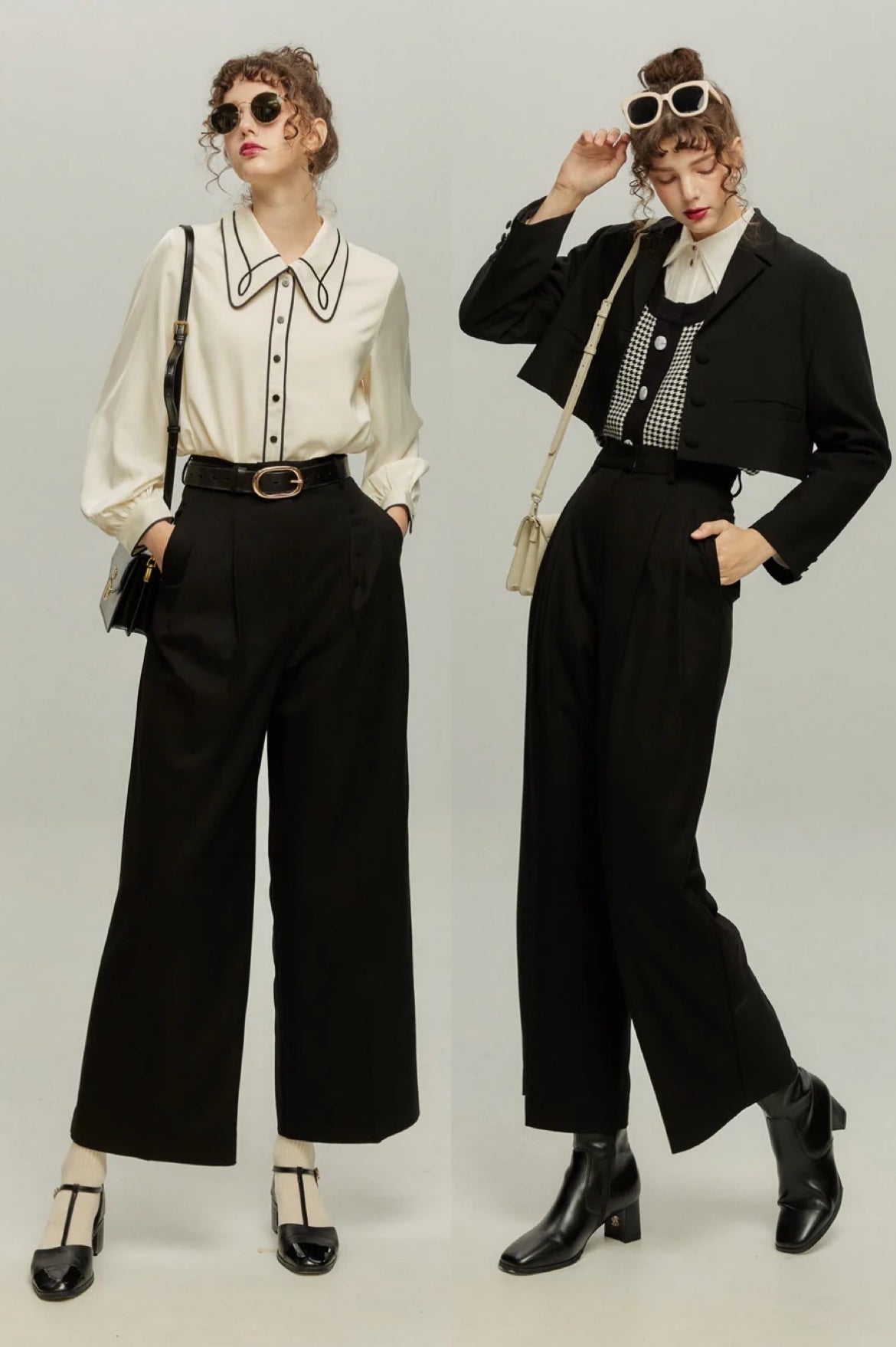 《Facial pack with cucumbers》High waisted flare pants