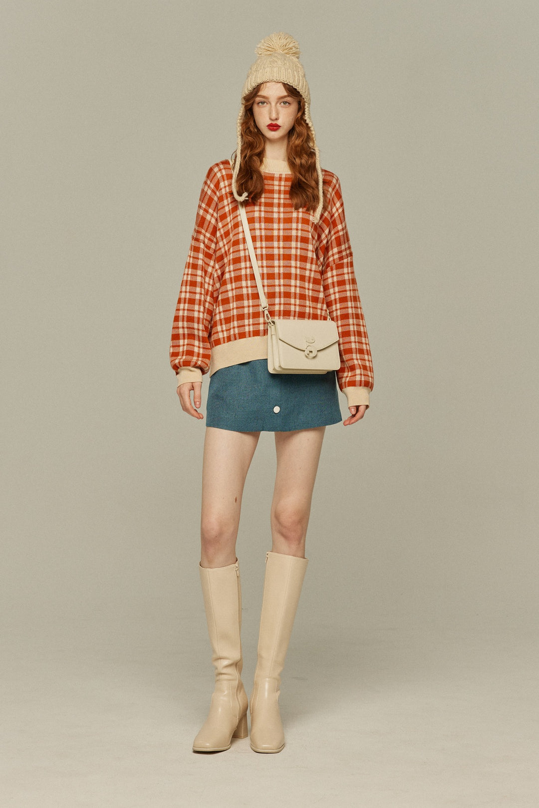 《Handy with a Knife and Fork》 High waist short skirt-Blue