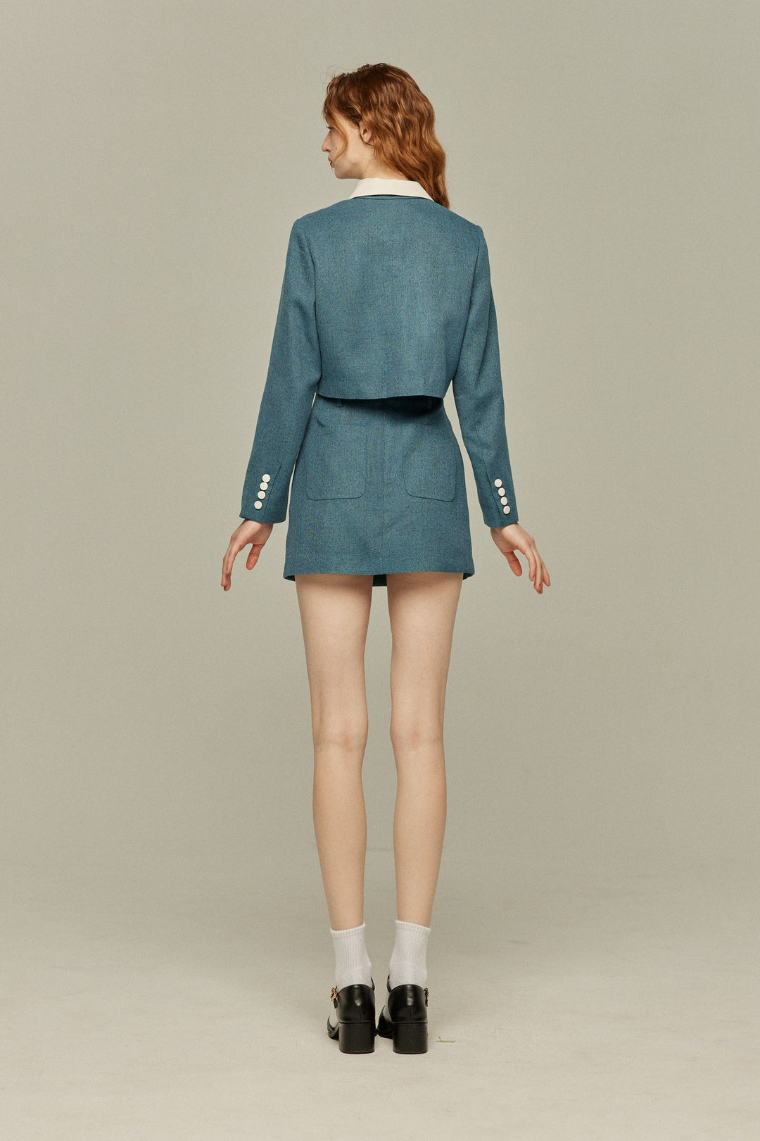 《Handy with a Knife and Fork》Contrast color jacket-Blue