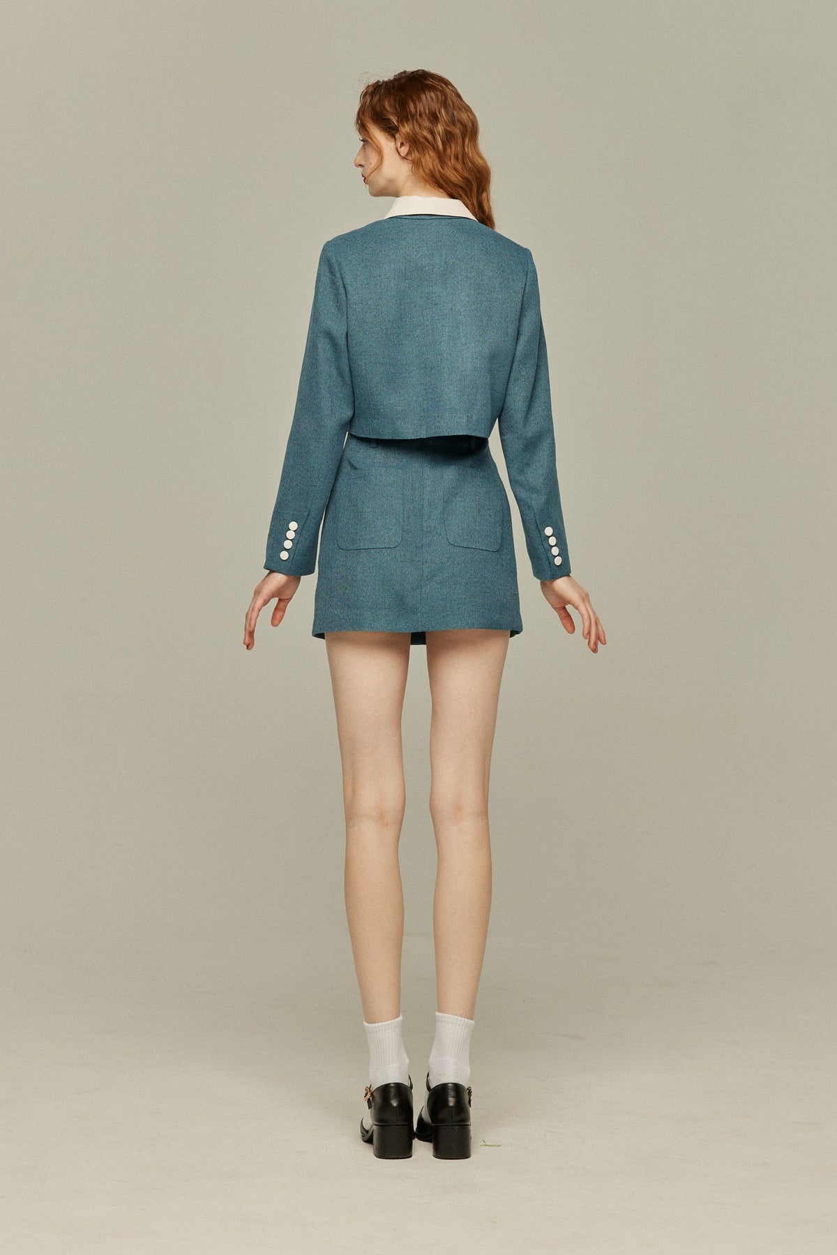 《Handy with a Knife and Fork》Contrast color jacket-Blue