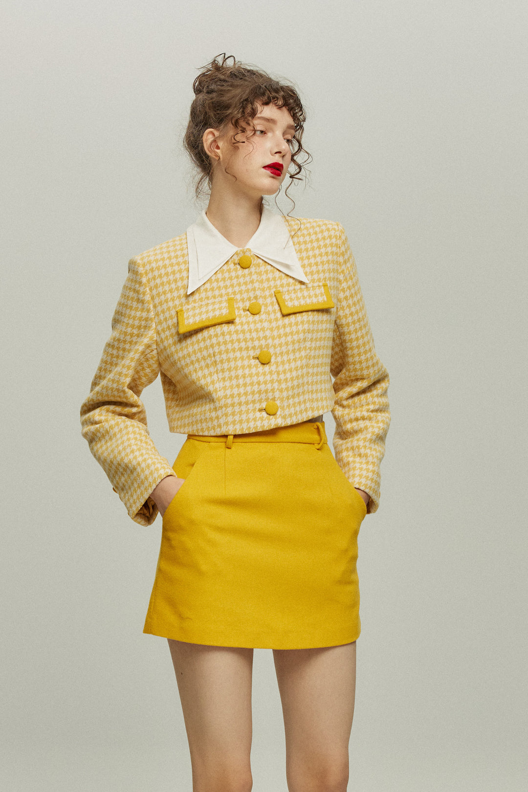 ペイントパーティー》ウールブレンドミニスカート-Yellow – Tnewties