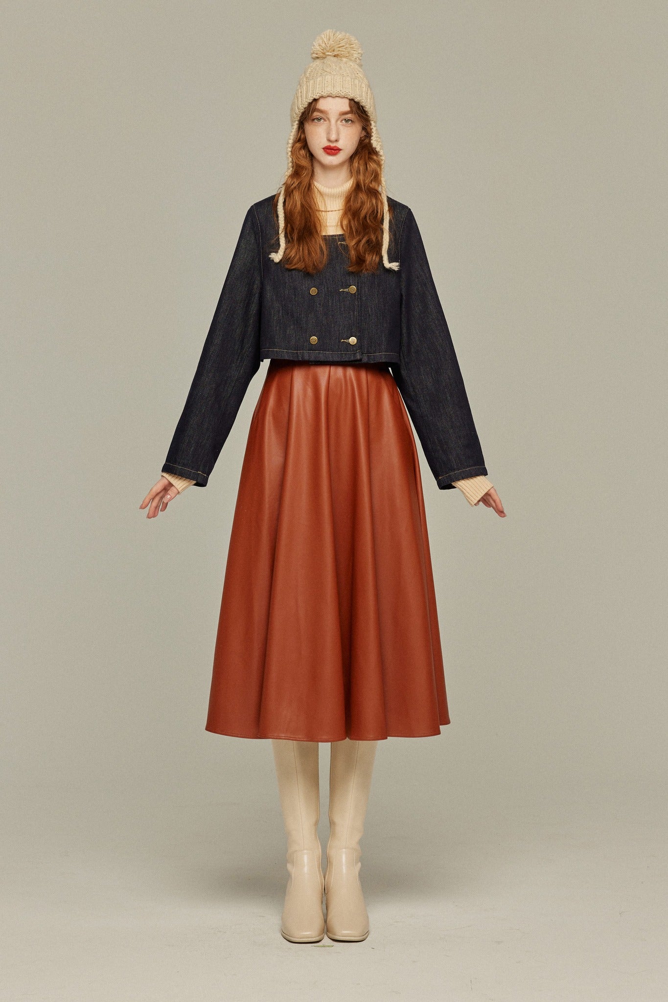 私はもう殺し屋をやめたんだ》デニムダブルブレストトップス-Navy
