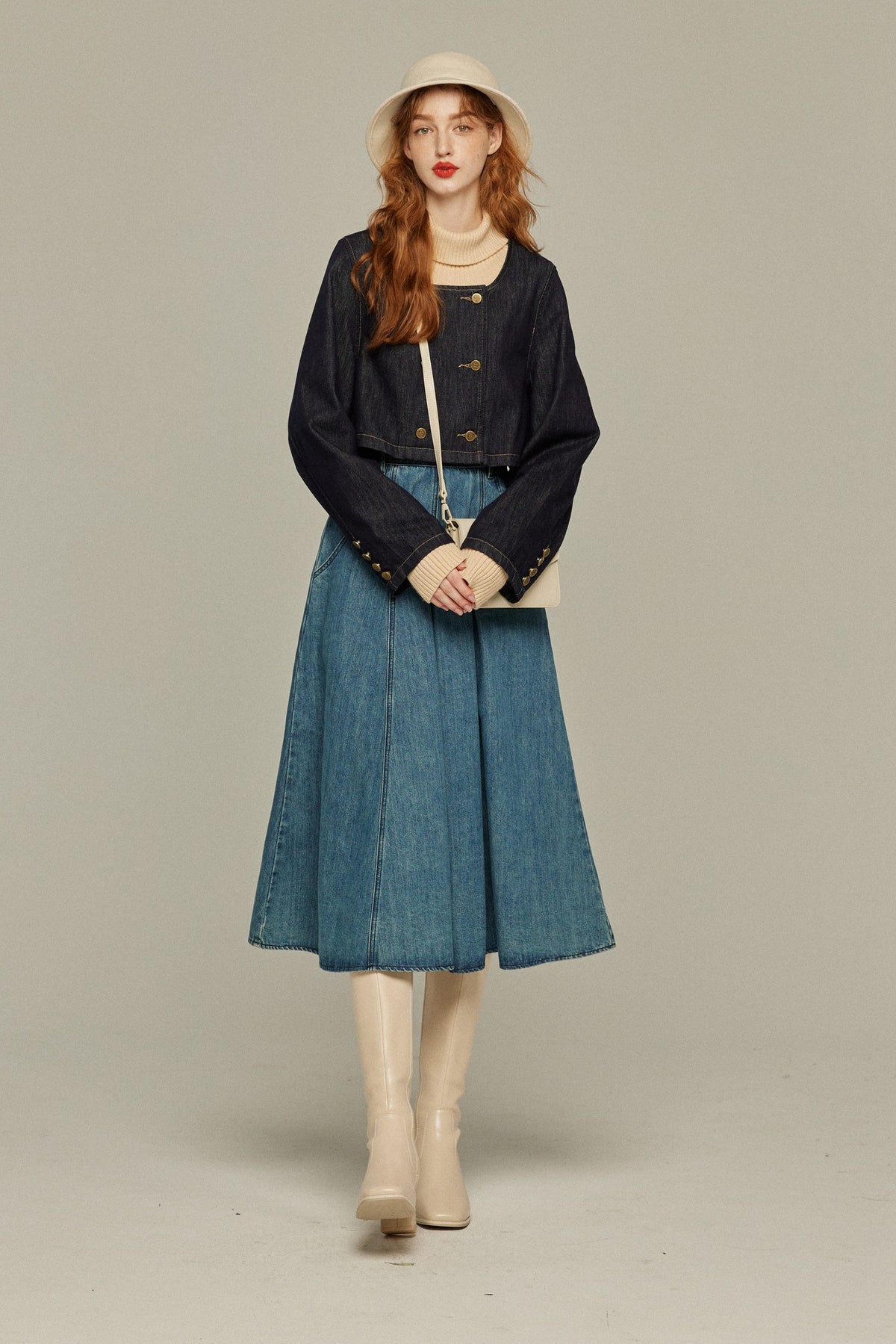 《I have stopped being a killer》Denim double-breasted tops-Navy