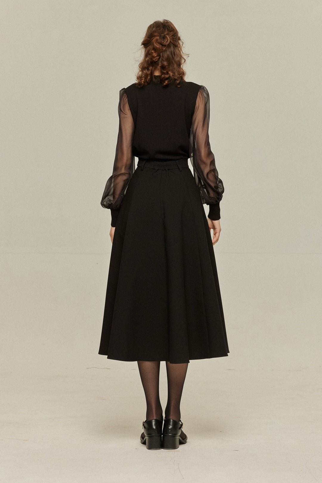 [Antique Auction] High Waist Flare Skirt-Black