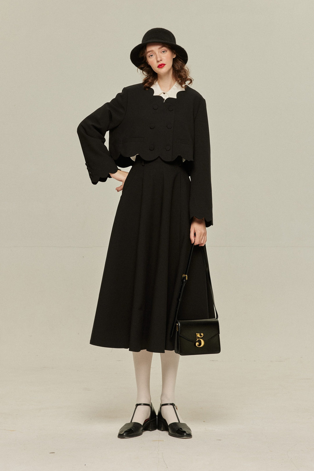 【専用出品】 tnewties スカート アンティークオークション》ハイウエストフレアスカート-Black