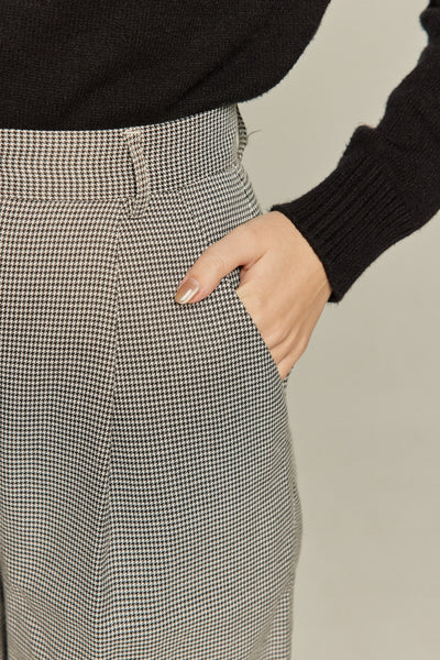 《チャンネルはそのままで》ハイウエストストレートパンツ-Houndstooth check