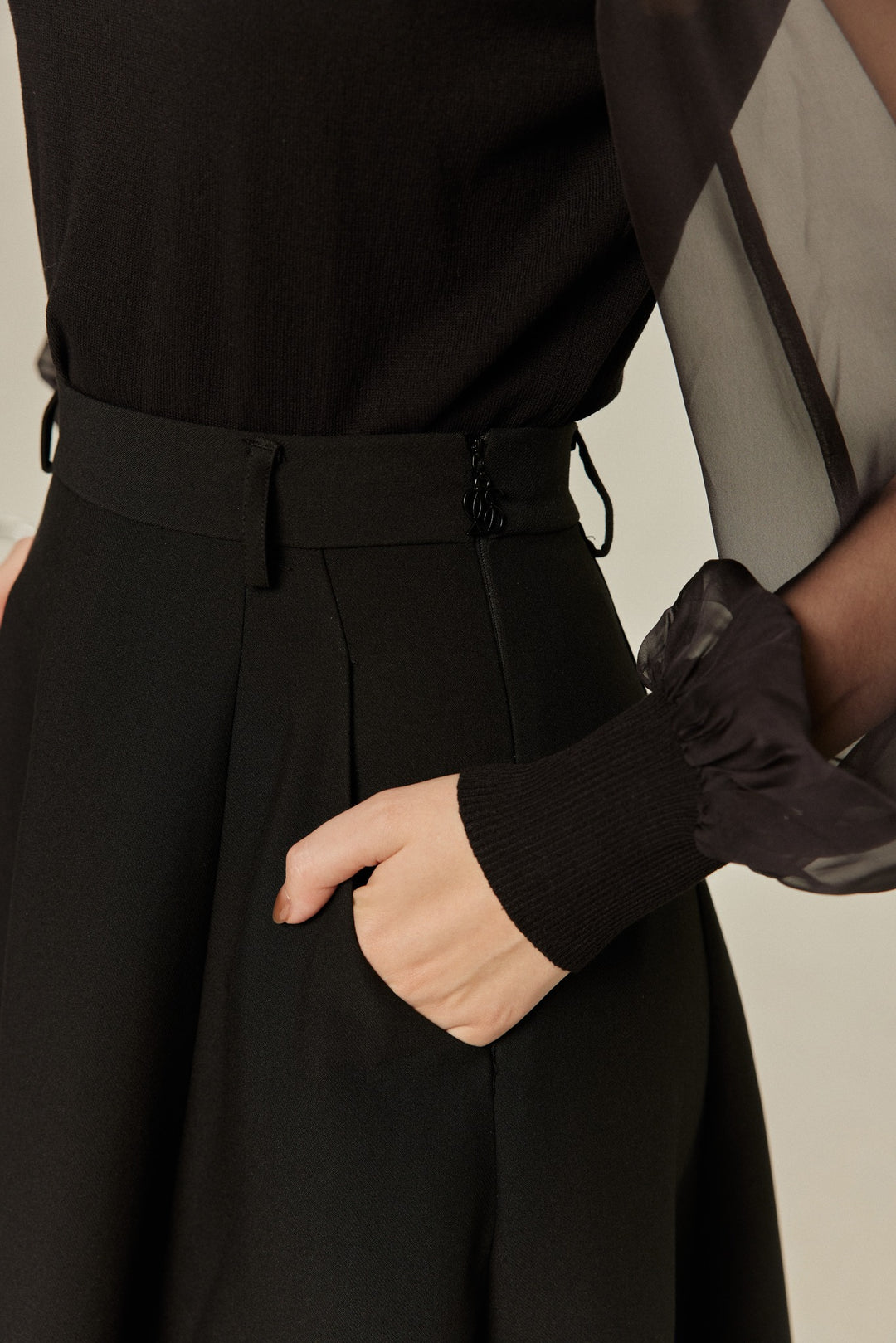 [Antique Auction] High Waist Flare Skirt-Black