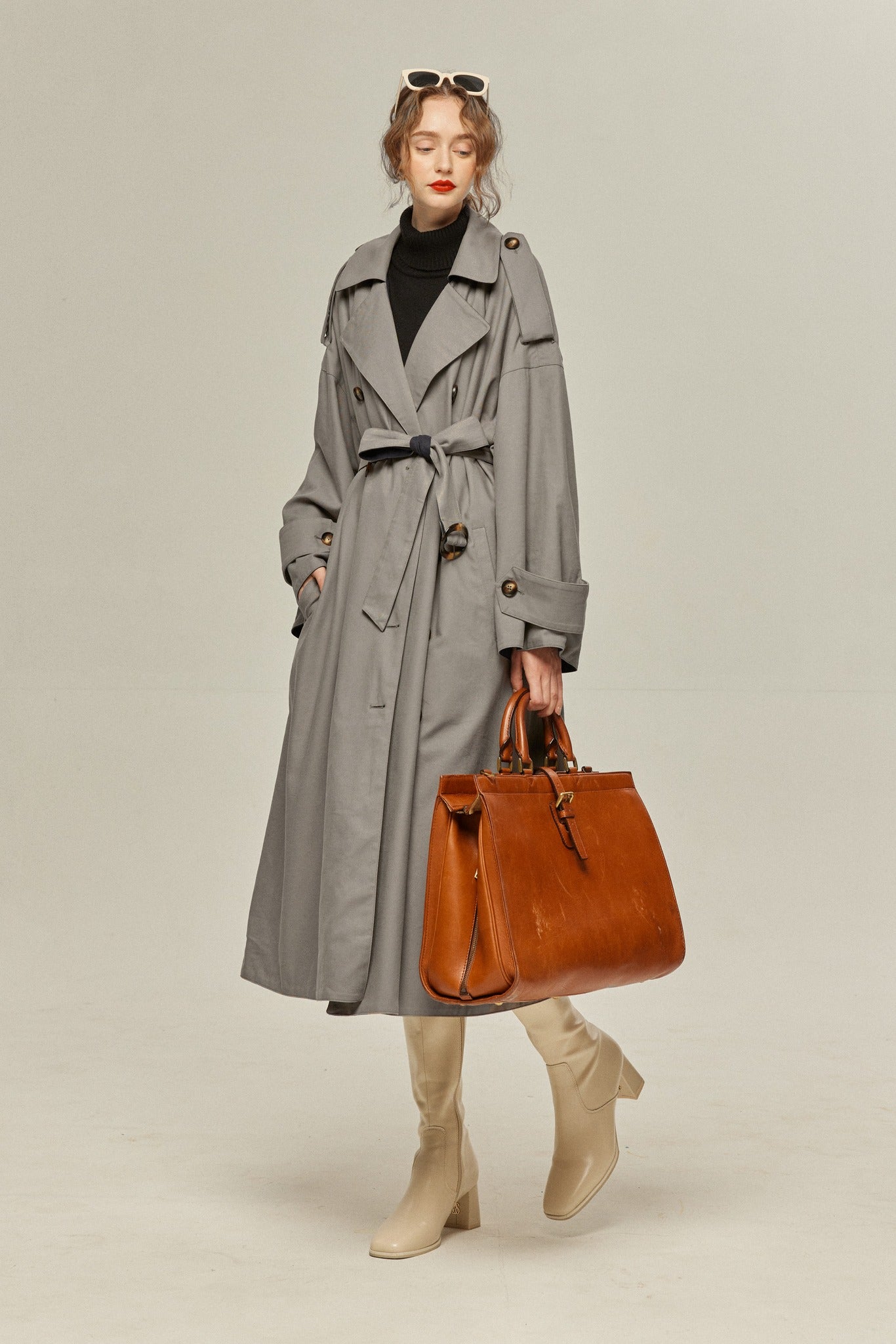 Please dig a hole first》 Reversible trench coat-Gray×Navy – Tnewties