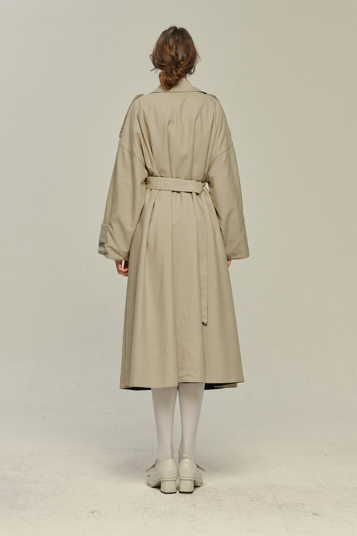 まずは穴を掘ってください》リバーシブルトレンチコート-Beige×Navy