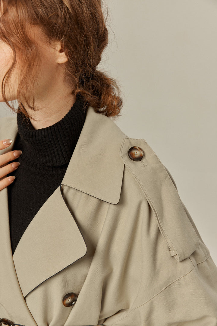 まずは穴を掘ってください》リバーシブルトレンチコート-Beige×Navy