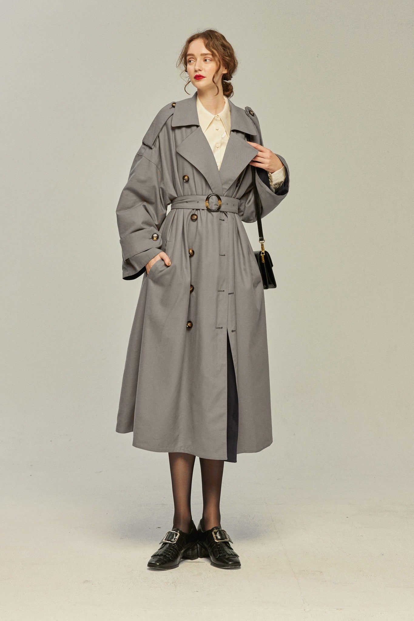 tnewties トレンチコート Lサイズ Please dig a hole first》 Reversible trench coat-Gray×Navy – Tnewties