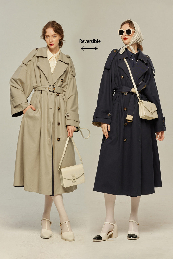 MaxMara リバーシブル トレンチコート 春秋 ネイビー 36 Weekend Max Mara - 【極美品】 MaxMara WEEKEND リバーシブル