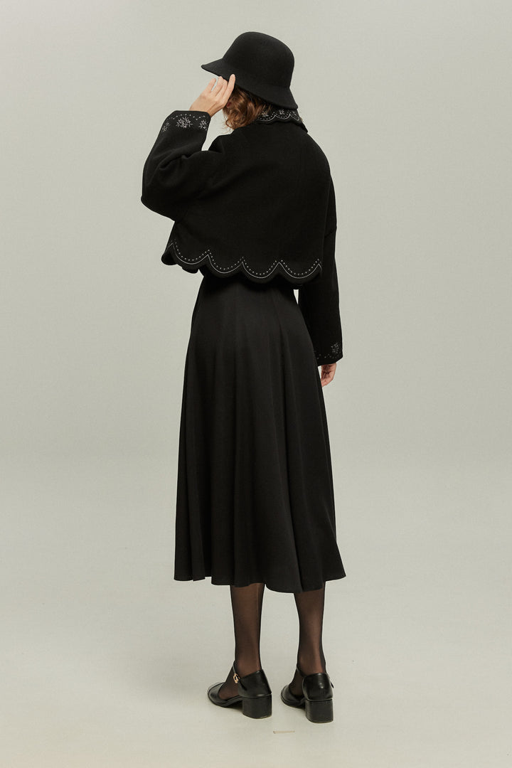 [I became a butterfly] Scallop design coat-Black