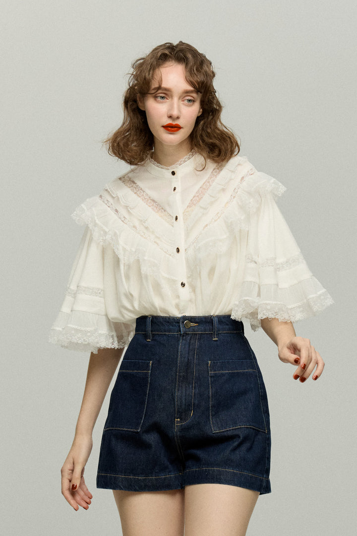 ビビリのペギー》レースデザイントップス-White – Tnewties