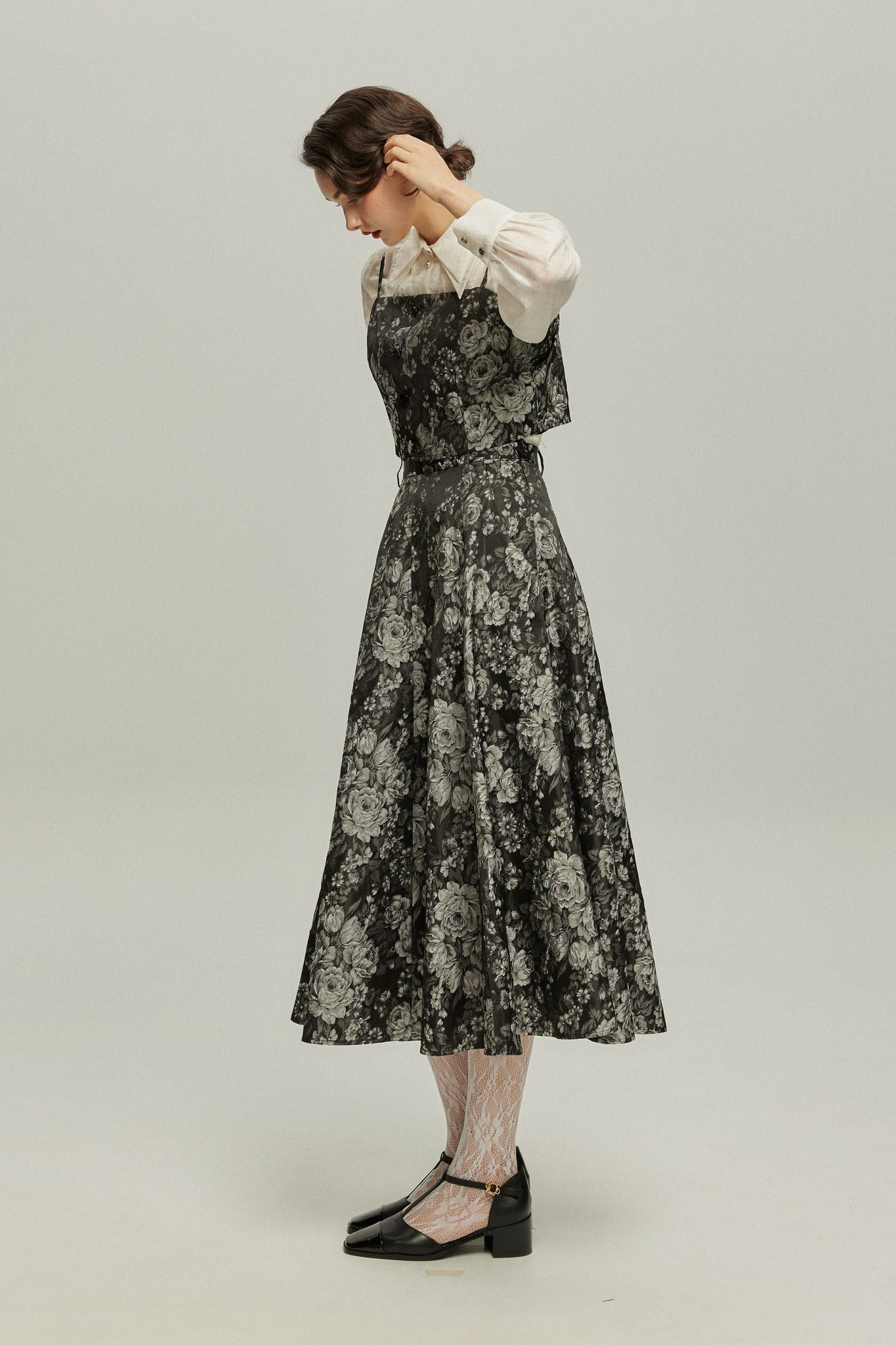 Tnewties ♡ 数日分にしては荷物が多すぎる green スカート 数日分にしては荷物が多すぎる》シノワズリハイウエストスカート-Black