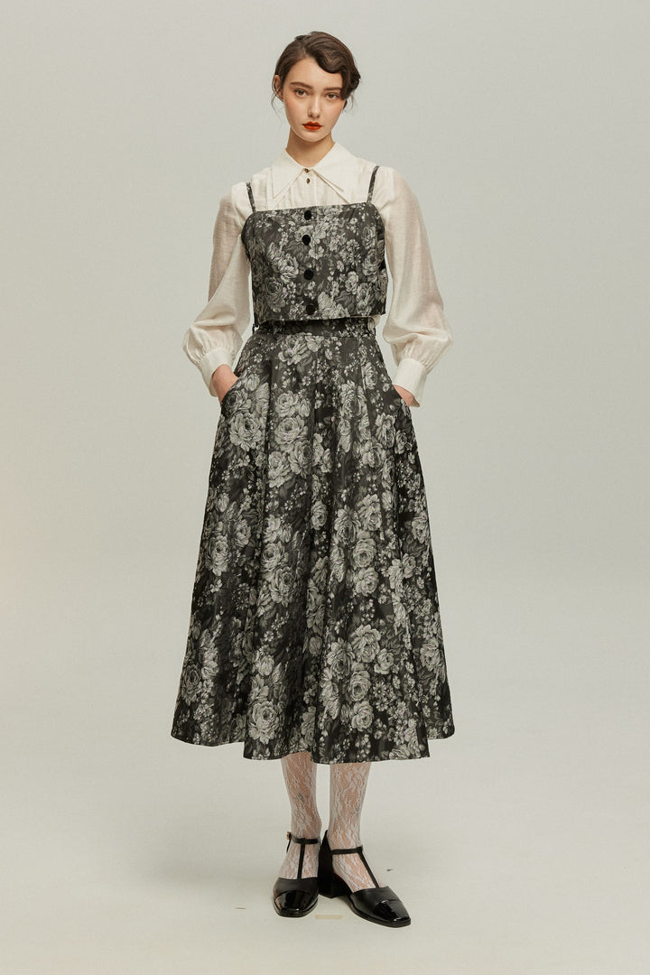 数日分にしては荷物が多すぎる》シノワズリハイウエストスカート-Black