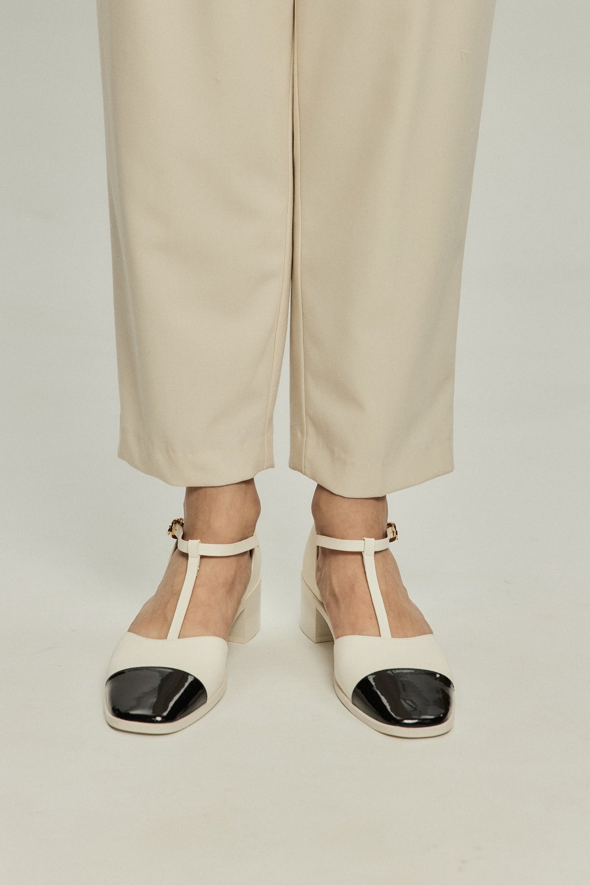 Tee Bar Mary Jane Pumps-Renewal-Black Toe×White
