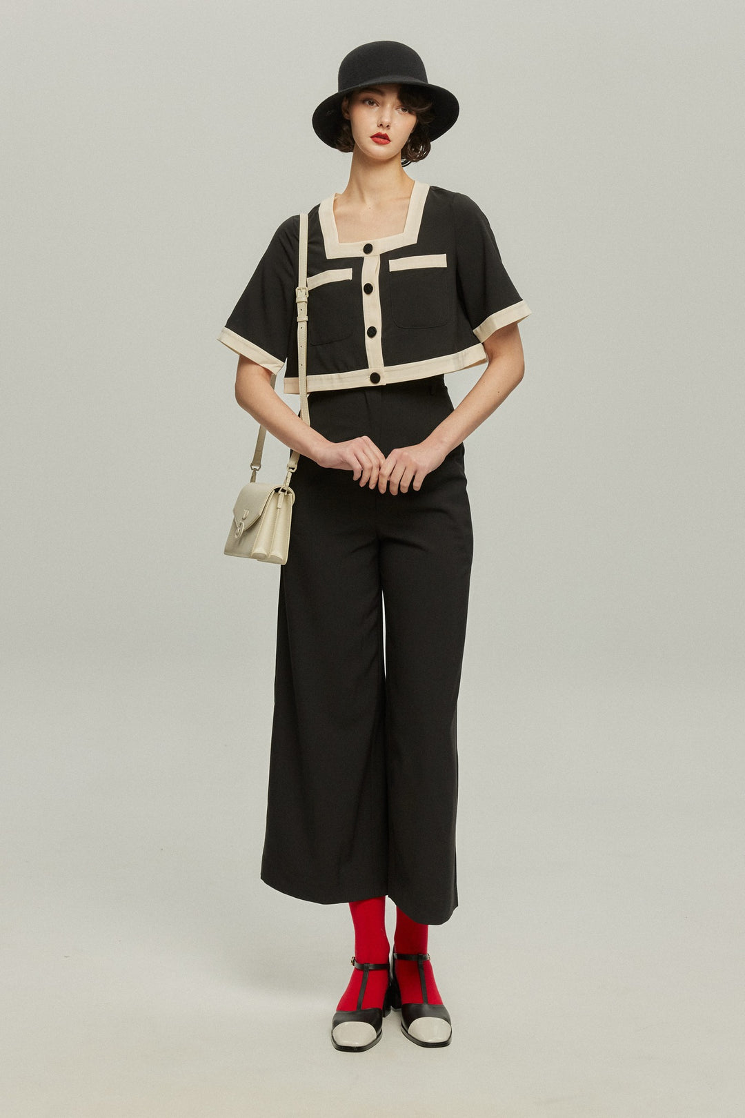 ティーバーメリージェーンパンプス-Renewal-White Toe×Black