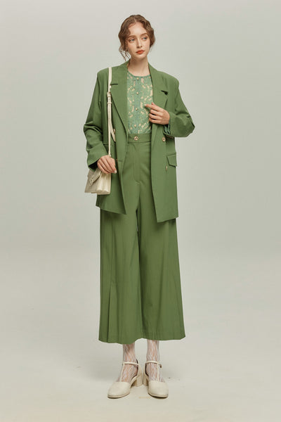 《午後には陶芸教室がある》フラワーレースシースルートップス-Green