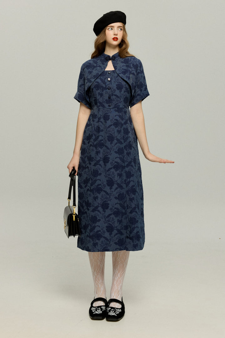 《箸の持ち方》チャイナバックルジャケット-Navy