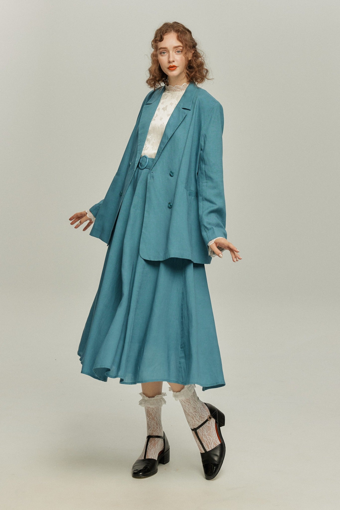 《次のセリフは何ですか？》ダブルブレストジャケット-Blue