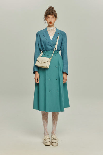 《次のセリフは何ですか？》ダブルブレストジャケット-Blue