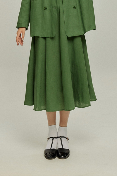 <tc>《다음 대사는 무엇인가요?》 벨트가 달린 플레어 스커트-Green</tc>
