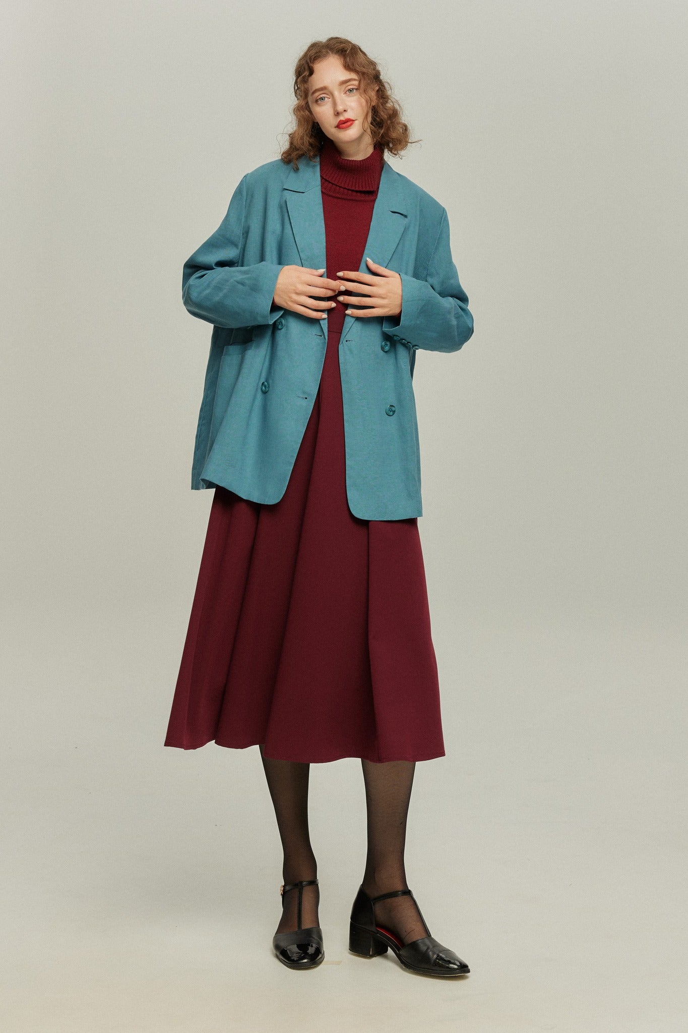 《次のセリフは何ですか？》ダブルブレストジャケット-Blue