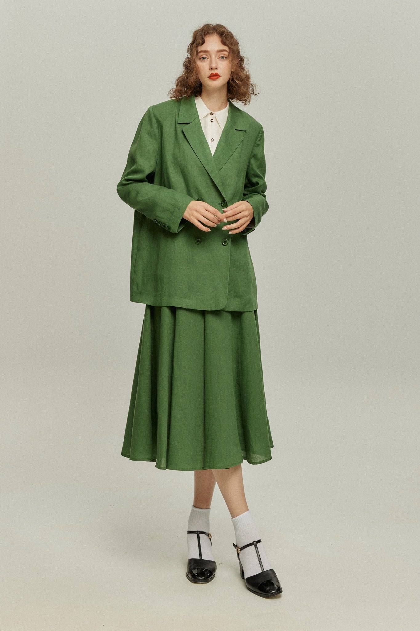 《次のセリフは何ですか？》ダブルブレストジャケット-Green