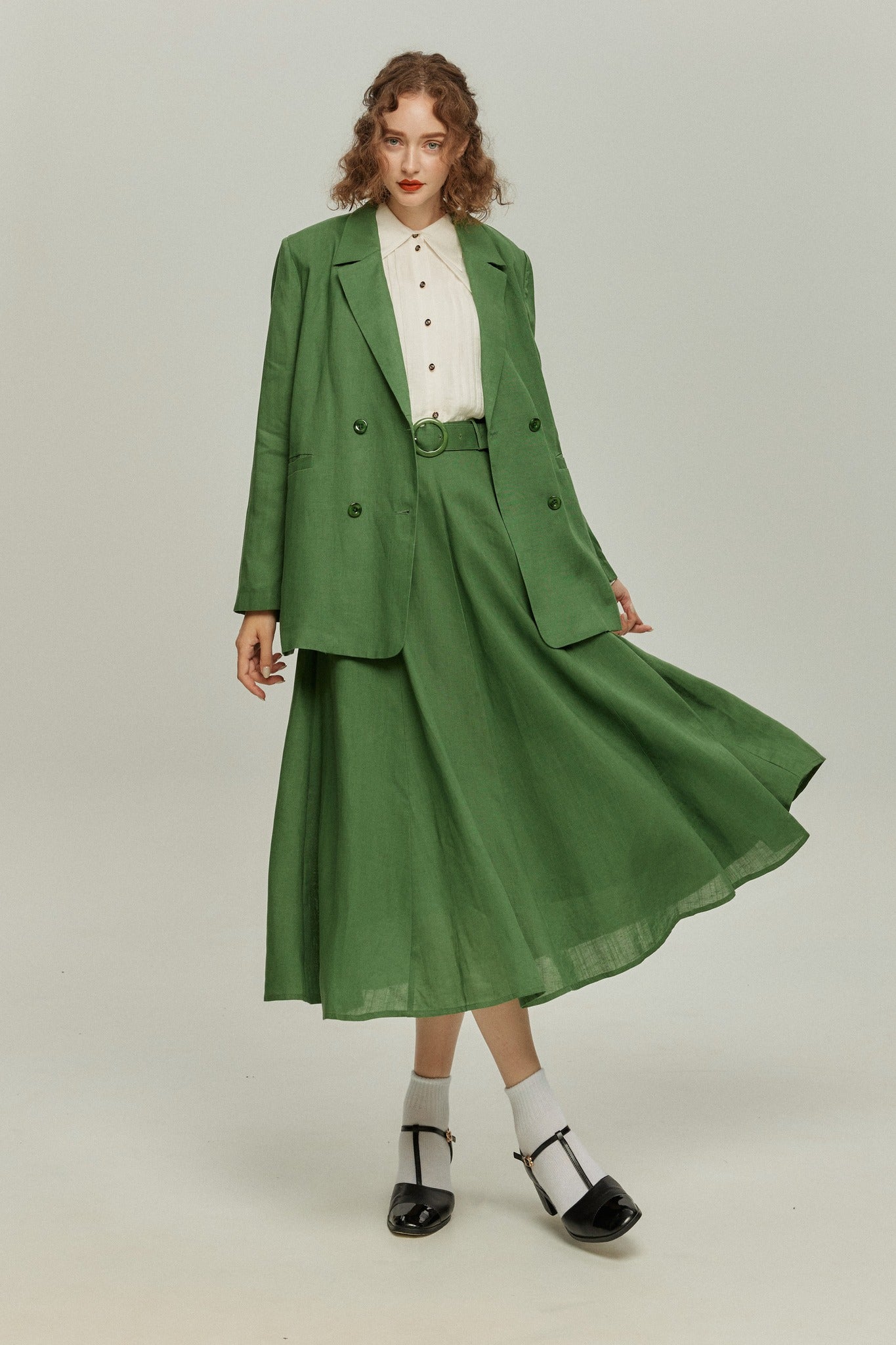 《次のセリフは何ですか？》ダブルブレストジャケット-Green