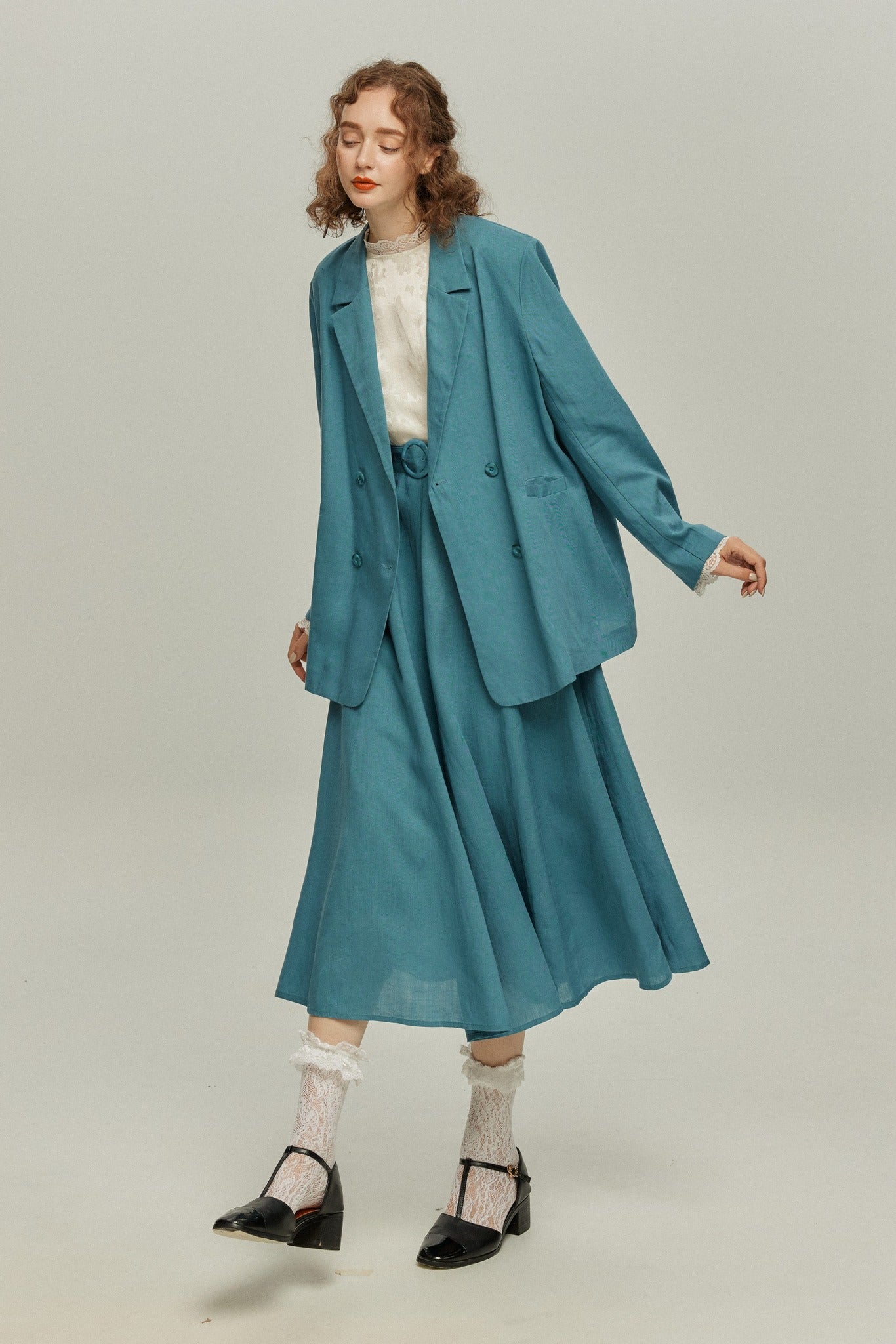 《次のセリフは何ですか？》ダブルブレストジャケット-Blue