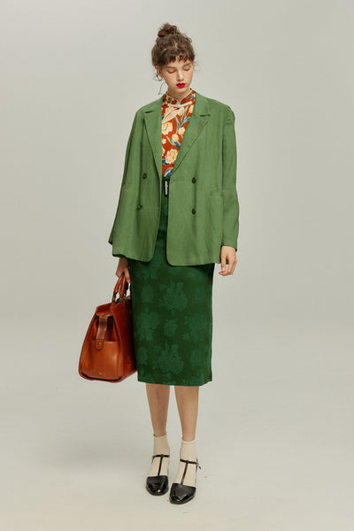 <tc>《샴페인을 열었다면 끝까지 마셔요》 시누아즈리 패턴 플라워 레이스 헴 스커트-Green</tc>