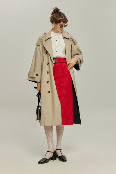<tc>《샴페인을 열었다면 끝까지 마셔요》 시누아즈리 패턴 플라워 레이스 헴 스커트-Red</tc>