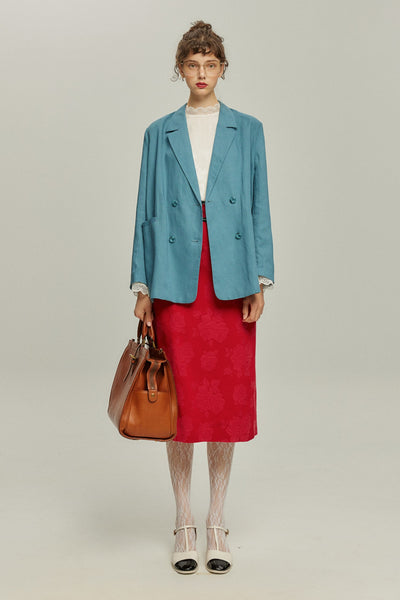 <tc>《샴페인을 열었다면 끝까지 마셔요》 시누아즈리 패턴 플라워 레이스 헴 스커트-Red</tc>