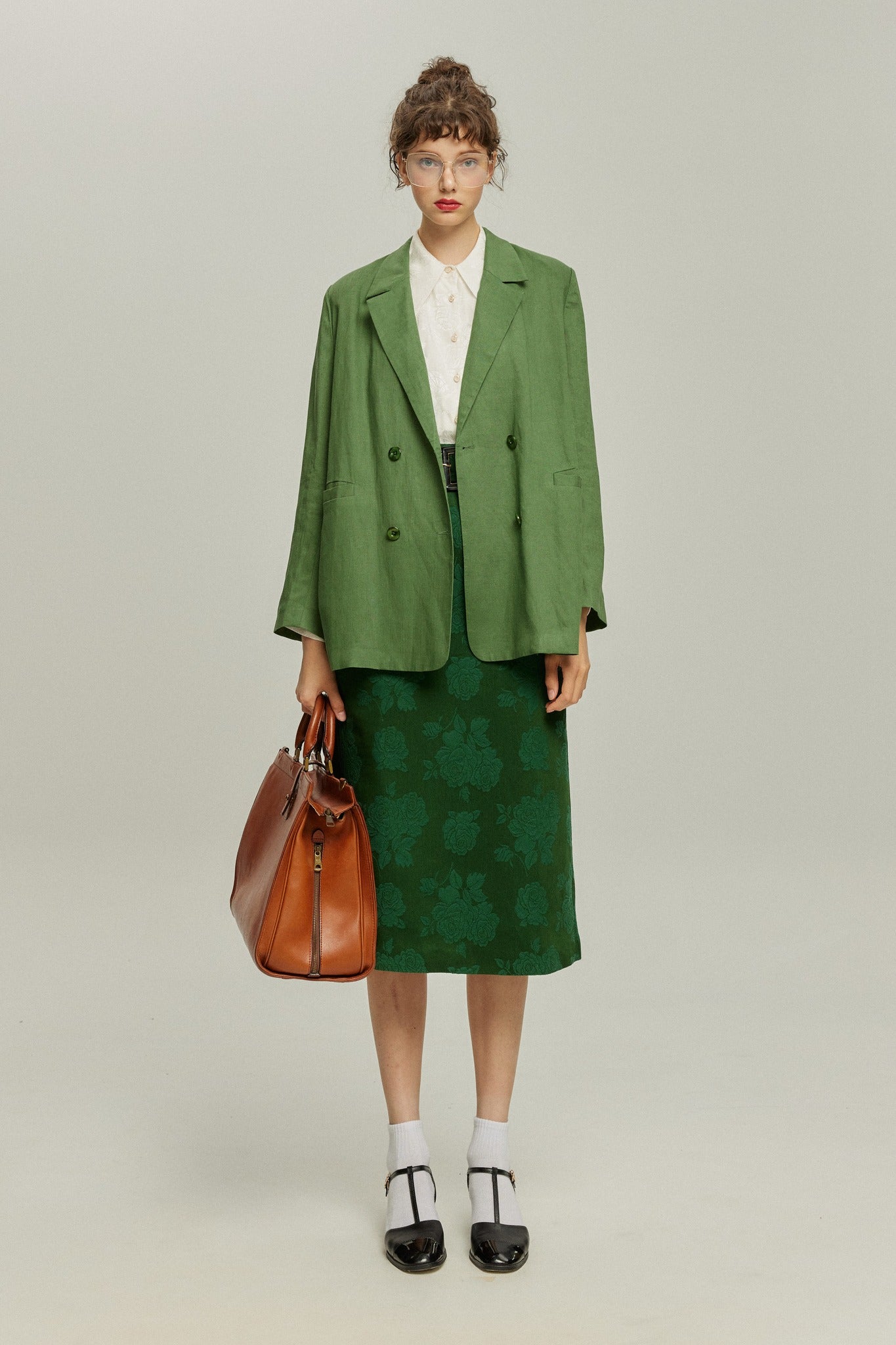 <tc>《샴페인을 열었다면 끝까지 마셔요》 시누아즈리 패턴 플라워 레이스 헴 스커트-Green</tc>