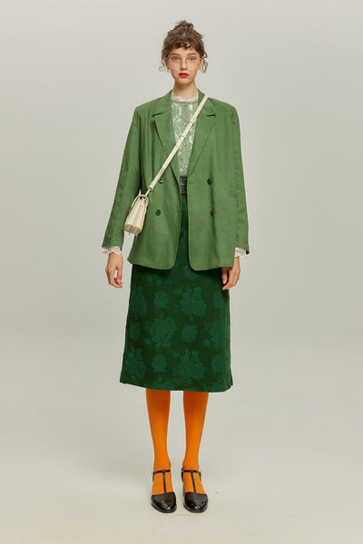<tc>《샴페인을 열었다면 끝까지 마셔요》 시누아즈리 패턴 플라워 레이스 헴 스커트-Green</tc>