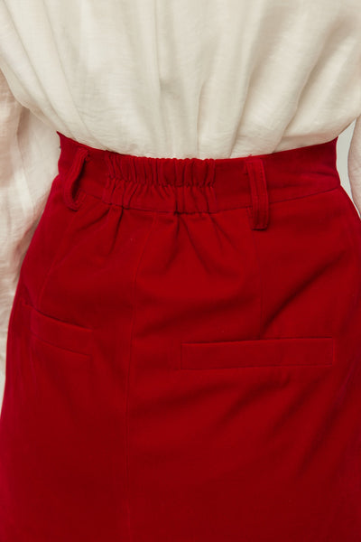 《ケーキは何ピース欲しい？》ベルベットジャカードスカート-Red