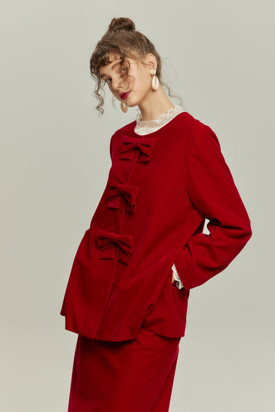 《ケーキは何ピース欲しい？》リボントップス-Red