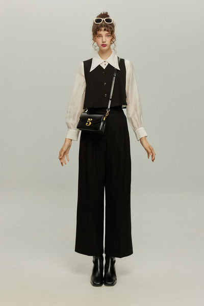 《Facial pack with cucumbers》High waisted flare pants