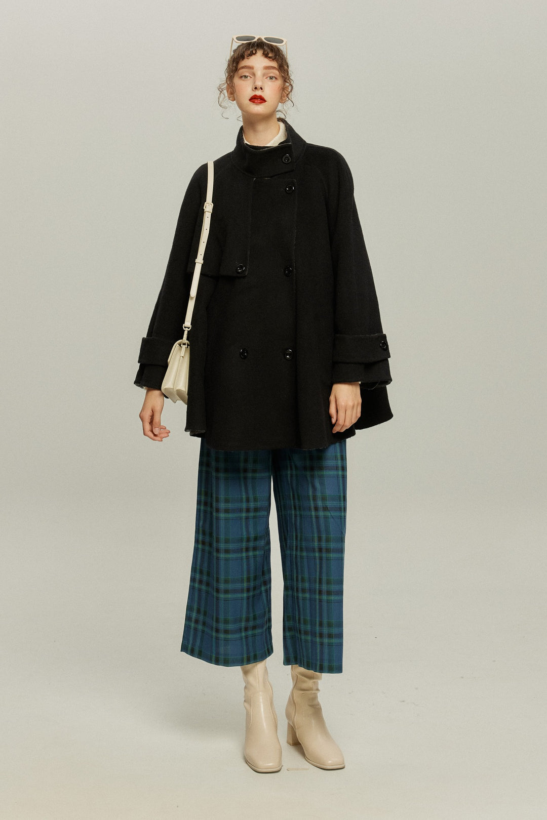 《Are you eating frozen food again? 》2way collar wool blend coat-Gray