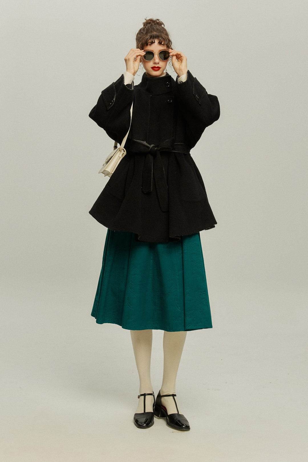 《Are you eating frozen food again? 》2way collar wool blend coat-Gray