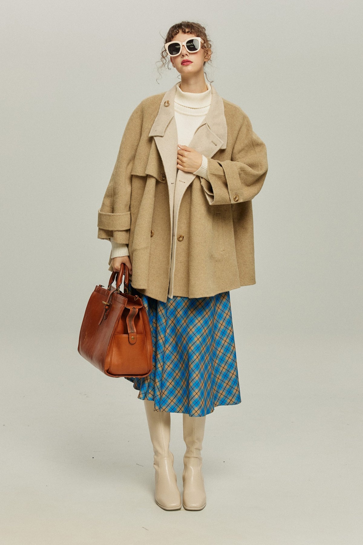 《또 냉동식품을 먹어?》 칼라 2way 울 블렌드 코트-Beige