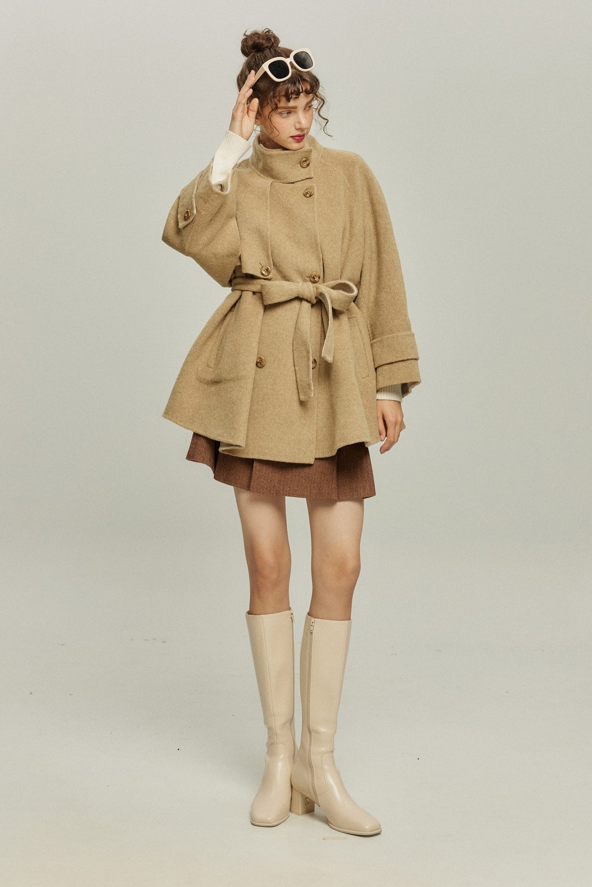 《또 냉동식품을 먹어?》 칼라 2way 울 블렌드 코트-Beige