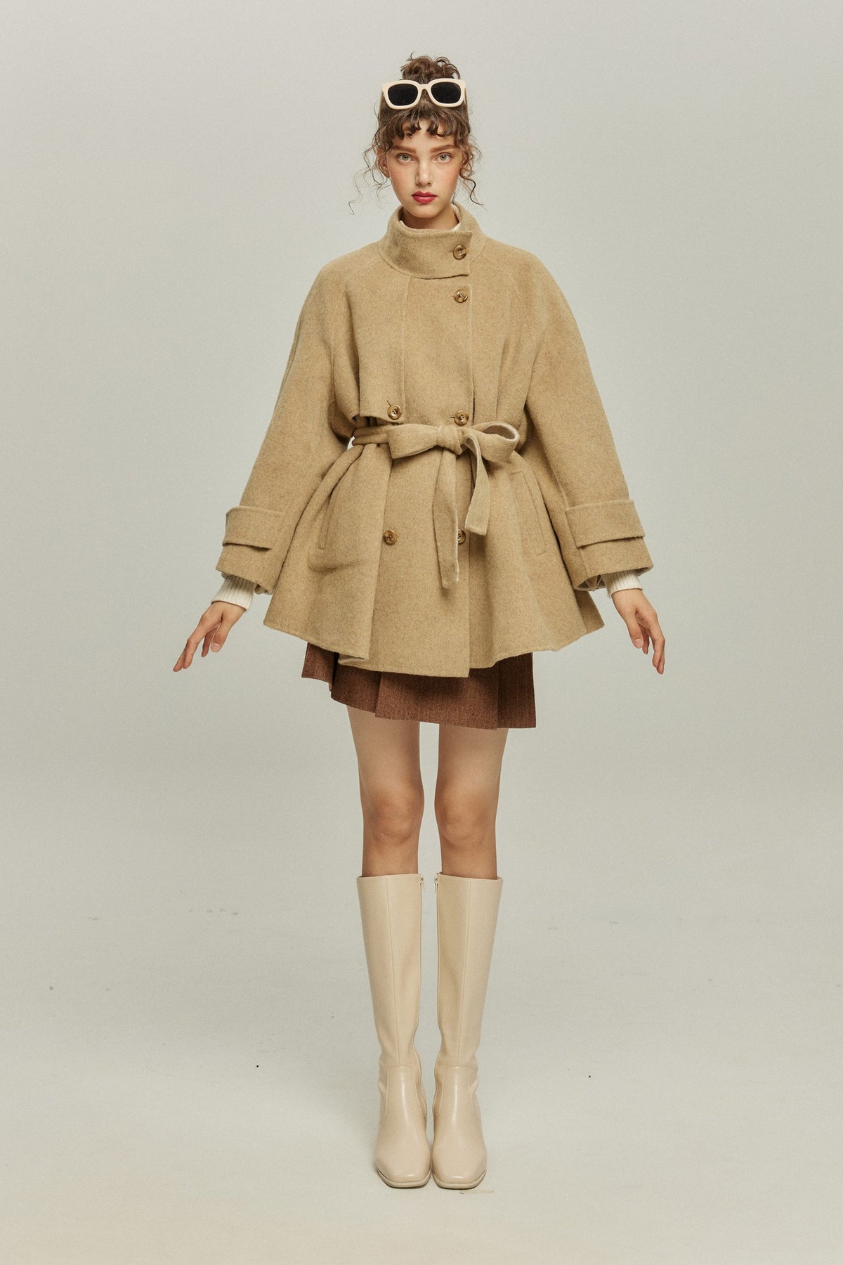 《또 냉동식품을 먹어?》 칼라 2way 울 블렌드 코트-Beige